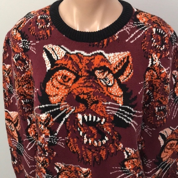 Jake Austin Tiger Print Sweater Orange Black Zoo - Picture 2 of 5